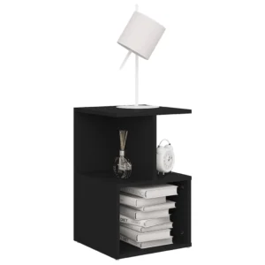 Chevet bois noir design moderne 3 tiroirs, 35x35x55cm