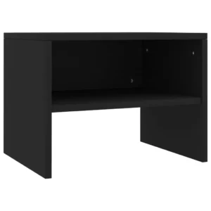 Table de chevet bois noir bohème étagère, 40x30x30cm