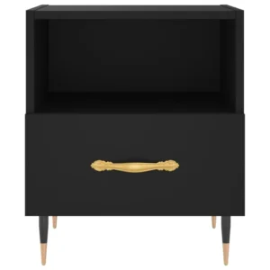 Table de nuit bois noir moderne contemporain tablette, 40x35x47.5cm