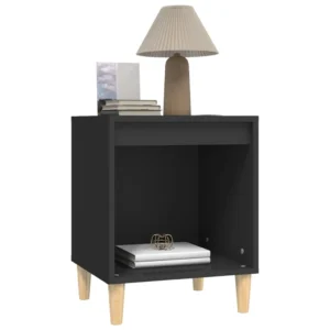 Table de nuit bois noir design moderne 1 tiroir, 40x35x50cm