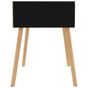 Table de nuit bois noir moderne étagère ouverte, 40x40x56cm