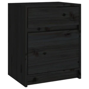 Table de chevet pin noir design transparent, 40x31x50cm