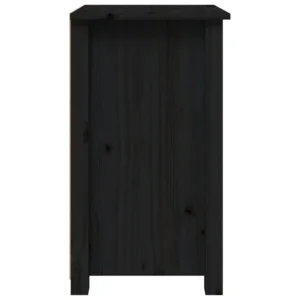 Table de chevet pin noir design rustique 3 tiroirs, 40x35x61.5cm