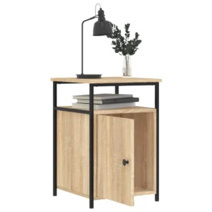 Table de nuit bois noir design moderne compact, 30x60x60cm