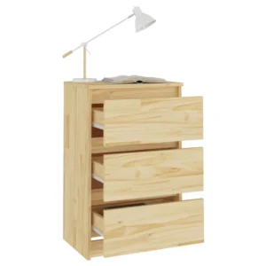 Table de nuit pin scandinave transparent, 40x29.5x64cm