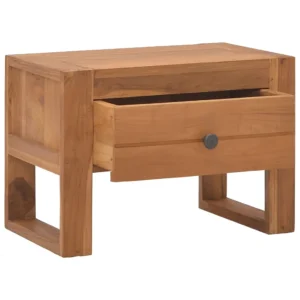 Table de nuit bois design rétro 3 tiroirs, 50x30x35cm