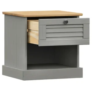 Chevet pin gris design rustique étagère, 42x35x40cm