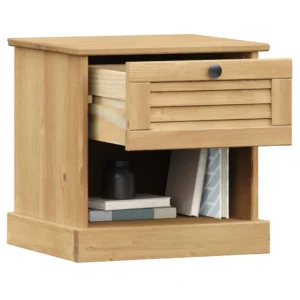 Chevet pin design rustique compact, 42x35x42cm