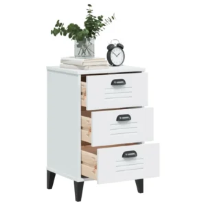 Table de nuit bois blanc design moderne tiroir coulissant, 40x35x65cm