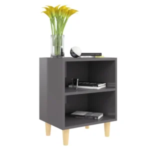 Chevet bois gris design scandinave compact, 40x30x50cm