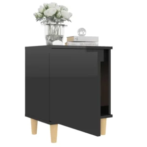 Table de nuit bois noir design scandinave 1 tiroir, 40x30x50cm