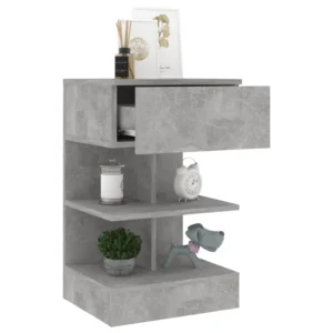 Lot de 2 tables de nuit bois gris moderne contemporain 2 tiroirs, 40x35x65cm