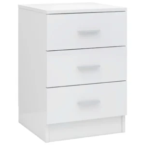 Lot de 2 tables de chevet bois blanc design 2 tiroirs, 38x35x56cm