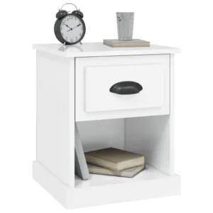 Lot de 2 chevets bois blanc moderne 2 tiroirs, 39x39x47.5cm