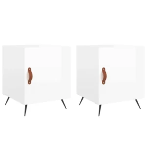 Lot de 2 chevets bois blanc design compact, 40x40x50cm