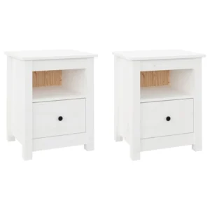 Lot de 2 tables de chevet pin design moderne mural, 40x35x49cm