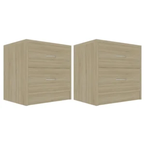 Lot de 2 tables de chevet chêne rustique transparent, 40x30x40cm