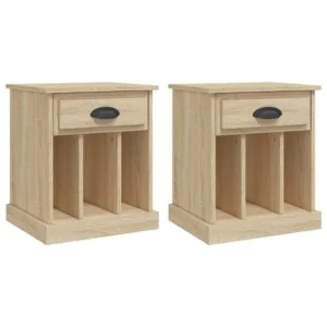 Lot de 2 tables de nuit chêne design mural, 43x36x50cm