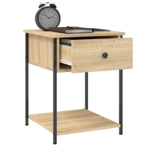 Lot de 2 chevets chêne design contemporain étagère, 44x45x58cm