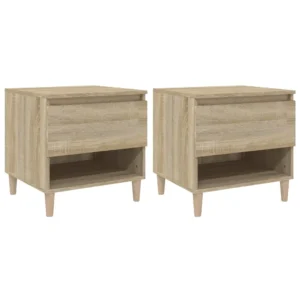 Lot de 2 chevets chêne design moderne flottant, 50x46x50cm