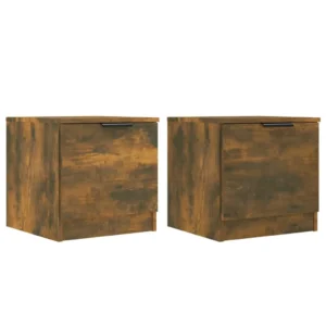 Lot de 2 tables de nuit chêne design moderne 3 tiroirs, 40x39x40cm