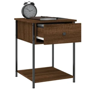 Lot de 2 chevets chêne marron design moderne flottant, 44x45x58cm