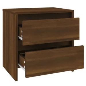 Lot de 2 tables de nuit chêne marron design transparent, 45x34.5x44.5cm