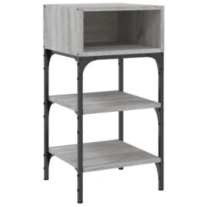 Lot de 2 tables de nuit bois gris design moderne étagère ouverte, 35x34.5x70cm