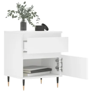 Lot de 2 tables de chevet bois gris design moderne transparent, 40x40x50cm
