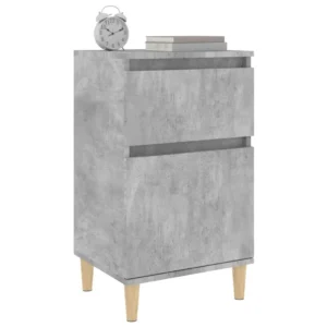 Lot de 2 chevets bois gris design moderne étagère, 40x35x70cm