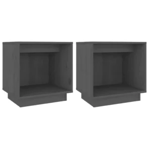 Lot de 2 tables de chevet pin gris design moderne tiroir coulissant, 40x30x40cm