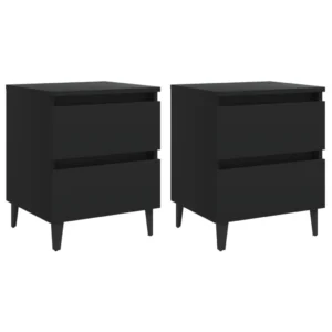 Lot de 2 tables de nuit bois noir design scandinave suspendu, 40x35x50cm