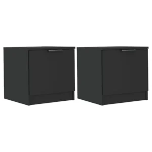 Lot de 2 chevets bois noir design mural, 40x39x40cm