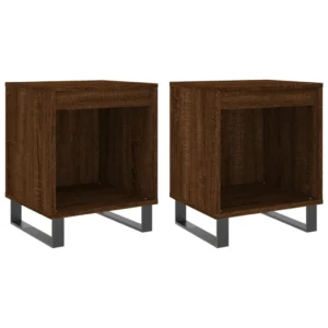 Lot de 2 tables de chevet bois marron design moderne flottant, 40x35x50cm