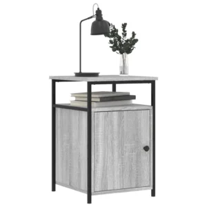 Lot de 2 chevets bois gris design compact, 30x60x60cm