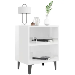 Lot de 2 tables de chevet métal blanc moderne contemporain compact, 40x30x50cm