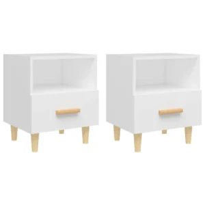 Lot de 2 chevets bois design scandinave tiroir coulissant, 40x35x47cm