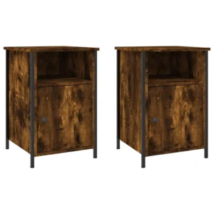Lot de 2 tables de chevet chêne design moderne 3 tiroirs, 40x42x60cm