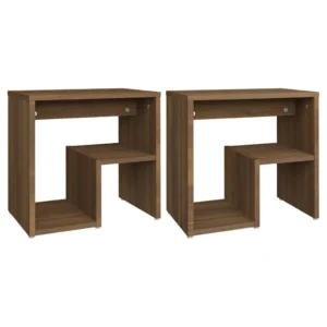 Lot de 2 chevets chêne marron design moderne connecté, 40x30x40cm