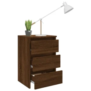 Lot de 2 tables de chevet chêne marron design tablette, 40x35x62.5cm