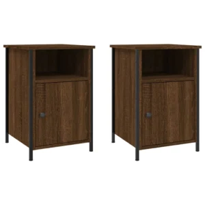 Lot de 2 chevets chêne marron design moderne tiroir coulissant, 40x42x60cm