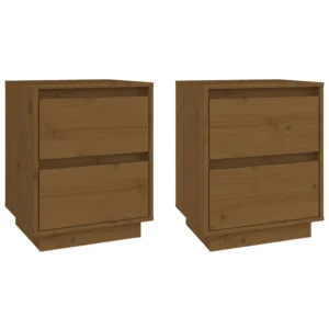 Lot de 2 tables de chevet pin marron moderne contemporain 1 tiroir, 40x35x50cm