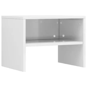 Lot de 2 tables de chevet bois blanc design moderne étagère, 40x30x30cm