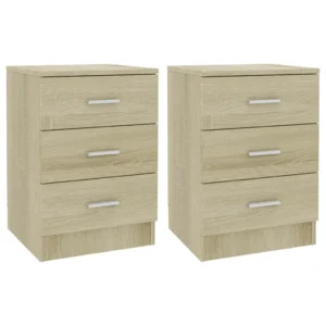 Lot de 2 chevets chêne vintage compact, 38x35x56cm