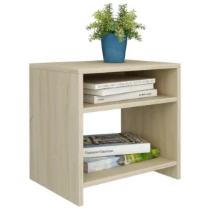 Lot de 2 chevets chêne design étagère, 40x30x40cm