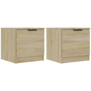 Lot de 2 tables de chevet chêne design connecté, 40x39x40cm