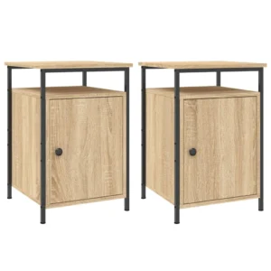 Lot de 2 tables de nuit chêne design compact, 40x42x60cm