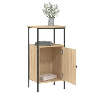 Lot de 2 tables de chevet chêne industriel transparent, 41x31x80cm