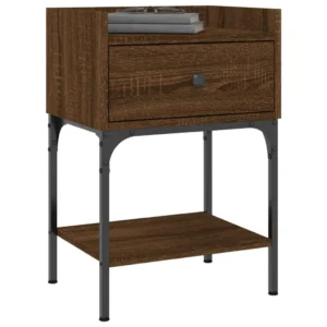 Lot de 2 tables de nuit chêne contemporain mural, 40.5x31x60cm