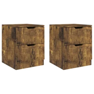 Lot de 2 chevets chêne design moderne étagère ouverte, 40x40x50cm